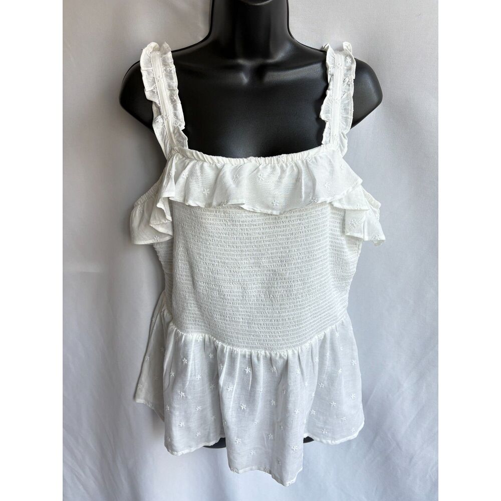 Old Navy Ruffled Smocked Bodice Sleeveless Top Sze L Prairie Cottagecore Smocked